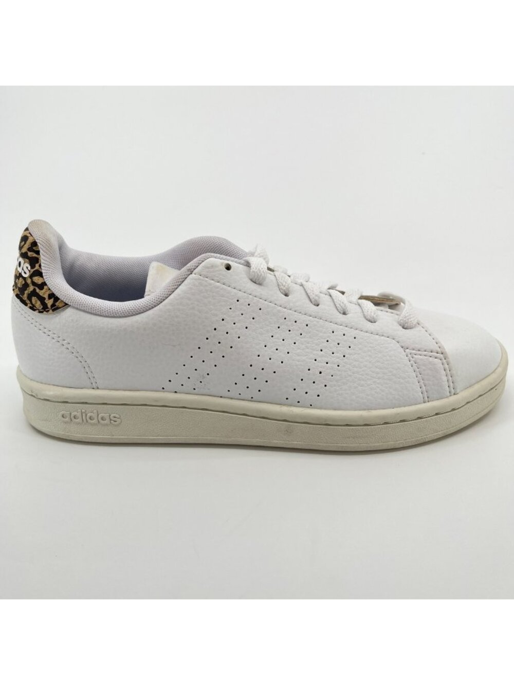 Adidas Advantage Womens Size 7.5 White Leopard Athletic Lifestyle Shoes Sneakers